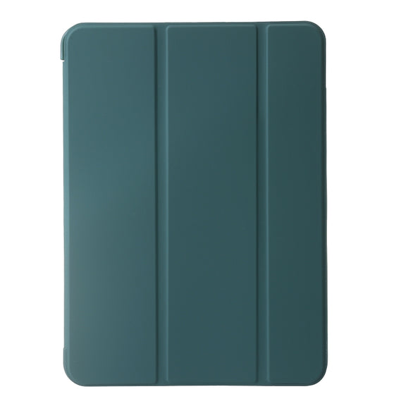 For iPad Air 11 2024 Three-fold Holder Flip Tablet Leather Case(Dark Green)