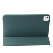 For iPad Air 11 2024 Three-fold Holder Flip Tablet Leather Case(Dark Green)