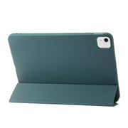 For iPad Air 11 2024 Three-fold Holder Flip Tablet Leather Case(Dark Green)