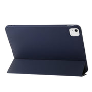 For iPad Air 11 2024 Three-fold Holder Flip Tablet Leather Case(Dark Blue)