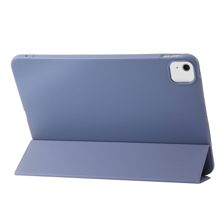 For iPad Air 11 2024 Three-fold Holder Flip Tablet Leather Case(Purple)