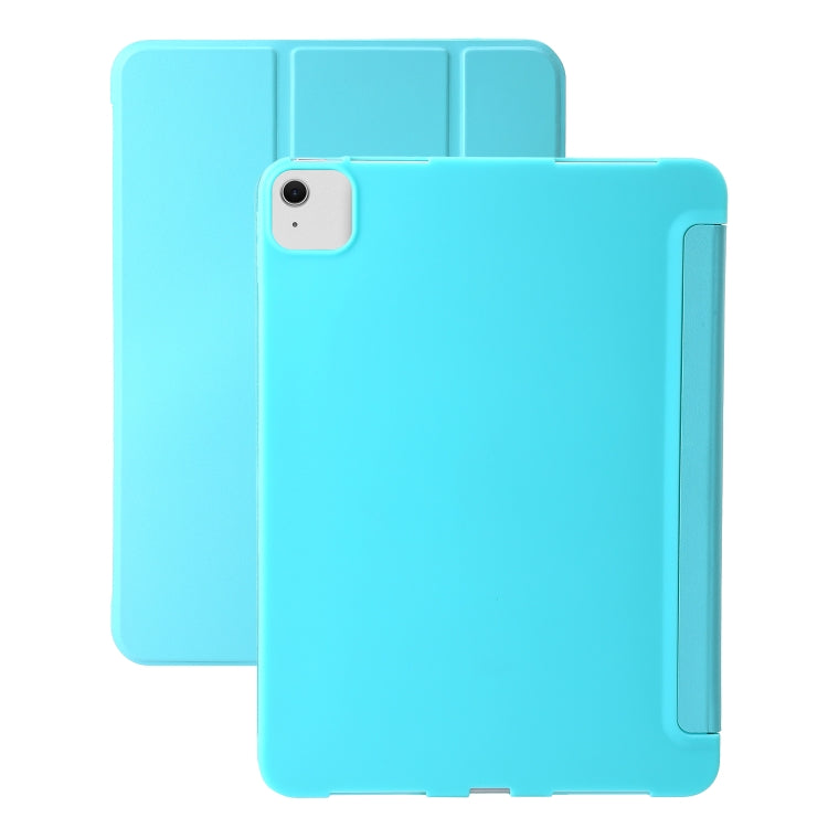For iPad Air 11 2025 / 2024 Three-fold Holder Flip Tablet Leather Case(Mint Blue)
