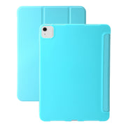 For iPad Air 11 2025 / 2024 Three-fold Holder Flip Tablet Leather Case(Mint Blue)