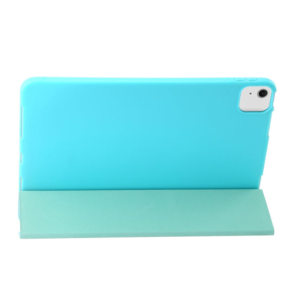 For iPad Air 11 2025 / 2024 Three-fold Holder Flip Tablet Leather Case(Mint Blue)