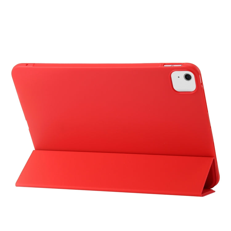 For iPad Air 11 2024 Three-fold Holder Flip Tablet Leather Case(Red)