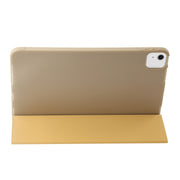 For iPad Air 11 2024 Three-fold Holder Flip Tablet Leather Case(Gold)