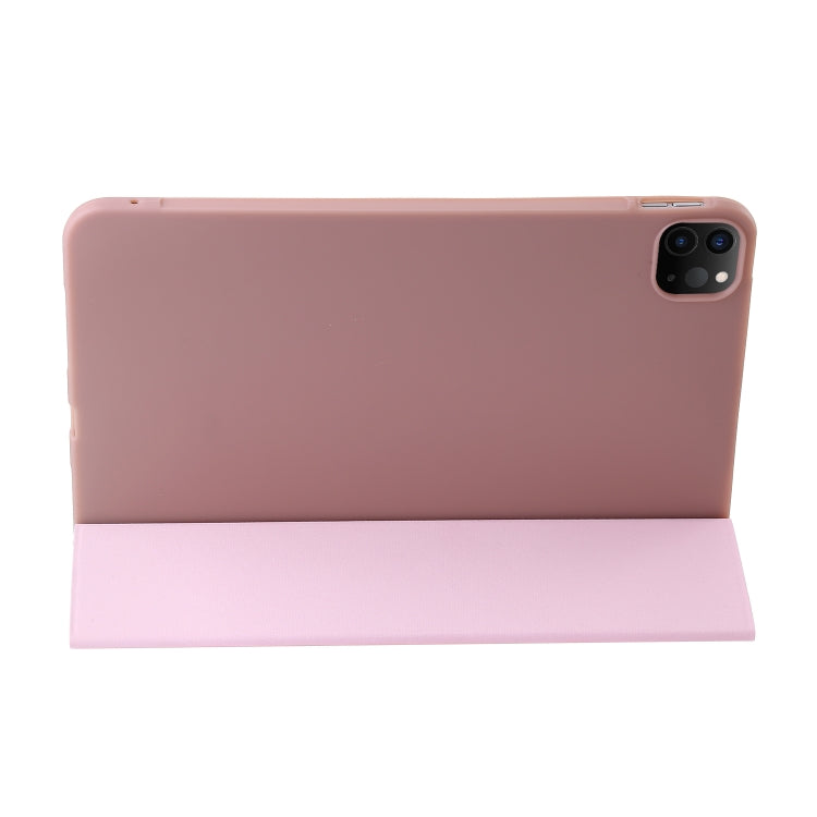 For iPad Pro 11 2024 Three-fold Holder Flip Tablet Leather Case(Rose Gold)