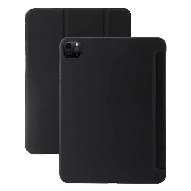 For iPad Pro 11 2024 Three-fold Holder Flip Tablet Leather Case(Black)