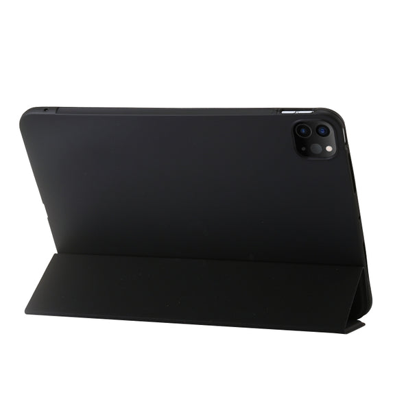 For iPad Pro 11 2024 Three-fold Holder Flip Tablet Leather Case(Black)