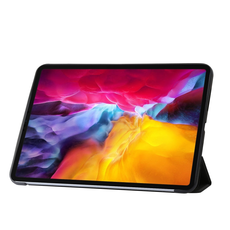 For iPad Pro 11 2024 Three-fold Holder Flip Tablet Leather Case(Black)