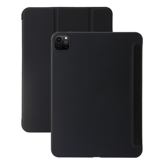 For iPad Pro 11 2024 Three-fold Holder Flip Tablet Leather Case(Black)