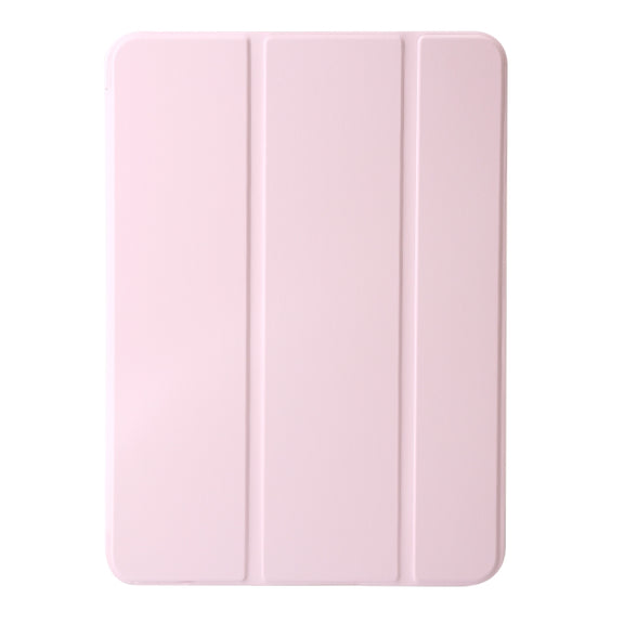 For iPad Pro 11 2024 Three-fold Holder Flip Tablet Leather Case(Light Pink)