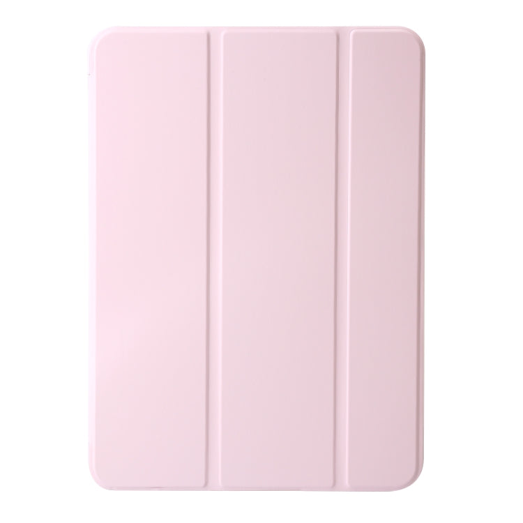 For iPad Pro 11 2024 Three-fold Holder Flip Tablet Leather Case(Light Pink)