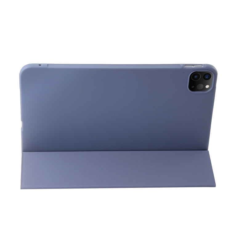 For iPad Pro 11 2024 Three-fold Holder Flip Tablet Leather Case(Purple)