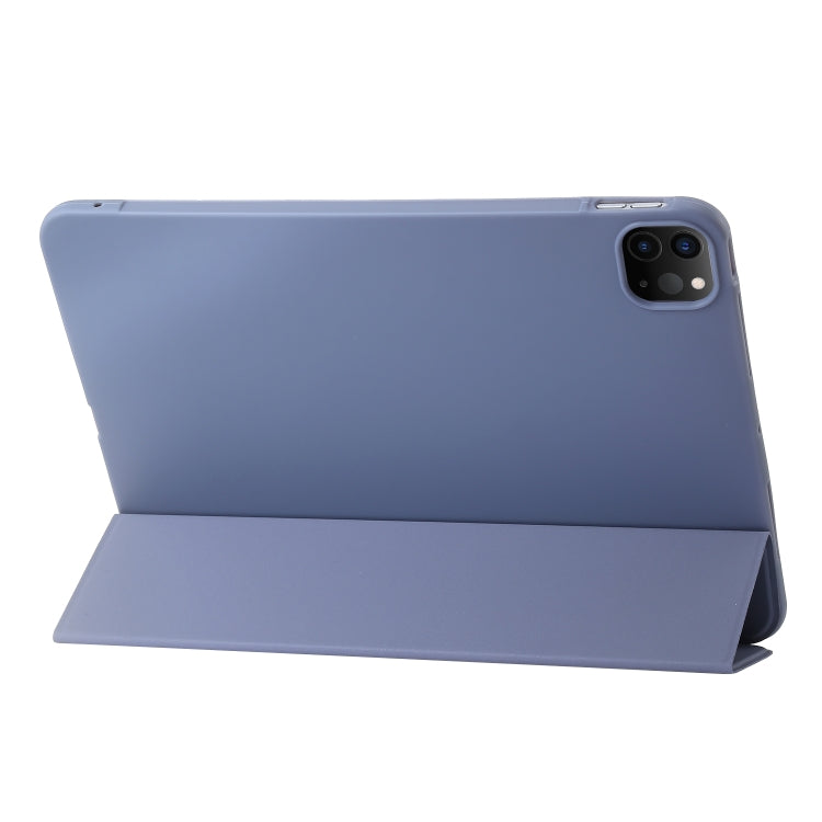 For iPad Pro 11 2024 Three-fold Holder Flip Tablet Leather Case(Purple)