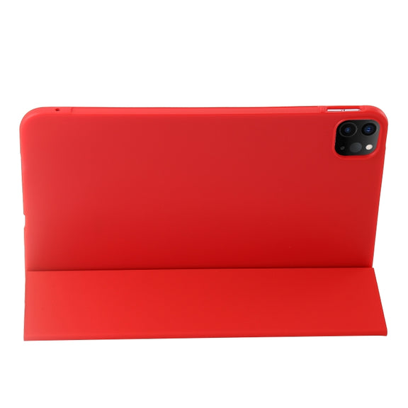 For iPad Pro 11 2024 Three-fold Holder Flip Tablet Leather Case(Red)