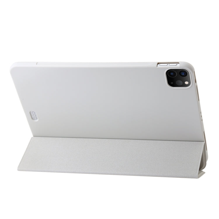 For iPad Pro 11 2024 Three-fold Holder Flip Tablet Leather Case(Grey)