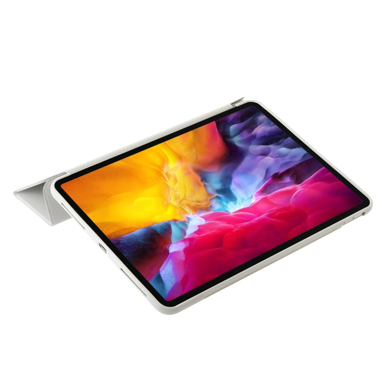 For iPad Pro 11 2024 Three-fold Holder Flip Tablet Leather Case(Grey)