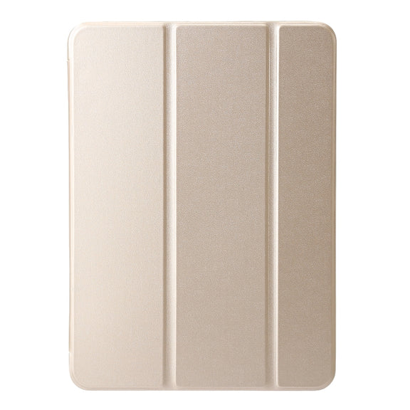 For iPad Pro 11 2024 Three-fold Holder Flip Tablet Leather Case(Gold)