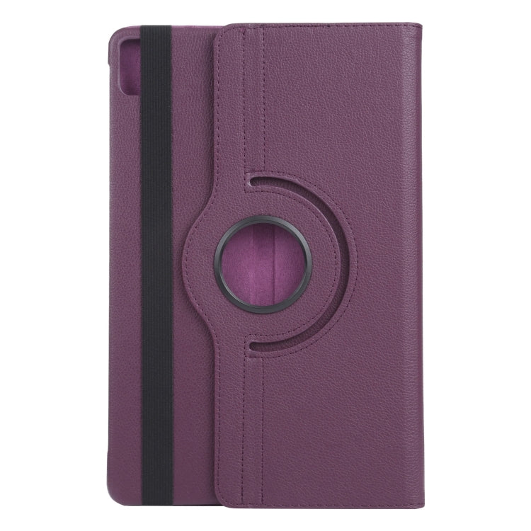 For iPad Pro 13 2024 360 Degree Rotation Litchi Texture Leather Tablet Case with Holder(Purple)