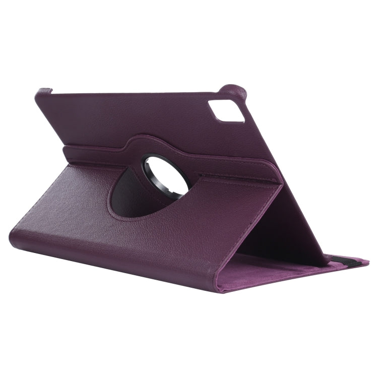 For iPad Pro 13 2024 360 Degree Rotation Litchi Texture Leather Tablet Case with Holder(Purple)