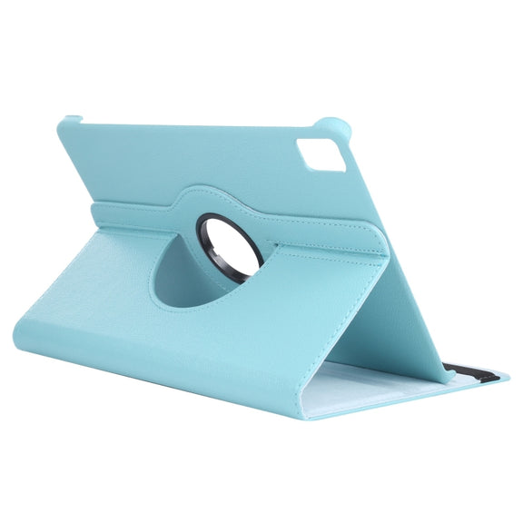 For iPad Air 11 2024 360 Degree Rotation Litchi Texture Leather Tablet Case with Holder(Sky Blue)