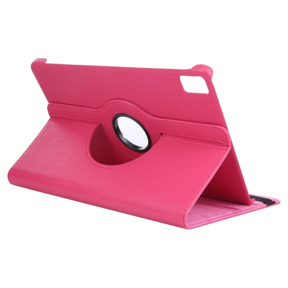 For iPad Air 11 2024 360 Degree Rotation Litchi Texture Leather Tablet Case with Holder(Rose Red)