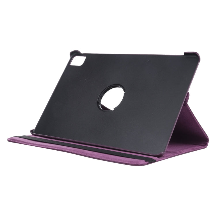For iPad Pro 11 2024 360 Degree Rotation Litchi Texture Leather Tablet Case with Holder(Purple)