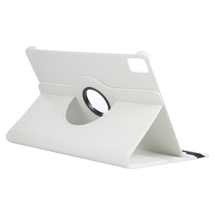 For iPad Pro 11 2024 360 Degree Rotation Litchi Texture Leather Tablet Case with Holder(White)