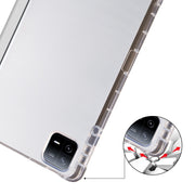 For iPad Pro 13 2024 3-fold Clear TPU Smart Leather Tablet Case with Pen Slot(Space Gray)