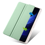 For iPad Air 11 2025 / 2024 3-fold Clear TPU Smart Leather Tablet Case with Pen Slot(Green)