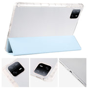 For iPad Air 13 2024 3-fold Clear TPU Smart Leather Tablet Case with Pen Slot(Ice Blue)