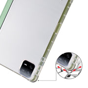 For iPad Air 13 2025 / 2024 3-fold Clear TPU Smart Leather Tablet Case with Pen Slot(Green)