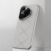 For Huawei Pura 70 Plain Leather PC Phone Case(White)