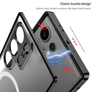For Samsung Galaxy S24+ 5G Snap Buckle Metal Frame Frosted MagSafe Phone Case(Black)