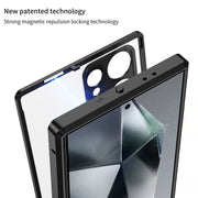 For Samsung Galaxy S24+ 5G Snap Buckle Metal Frame Frosted MagSafe Phone Case(Gold)