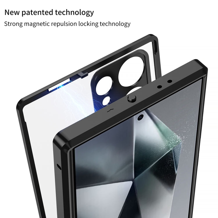 For Samsung Galaxy S24+ 5G Snap Buckle Metal Frame Frosted MagSafe Phone Case(Gold)