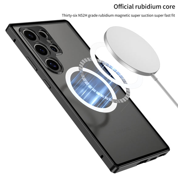 For Samsung Galaxy S24+ 5G Snap Buckle Metal Frame Frosted MagSafe Phone Case(Black)