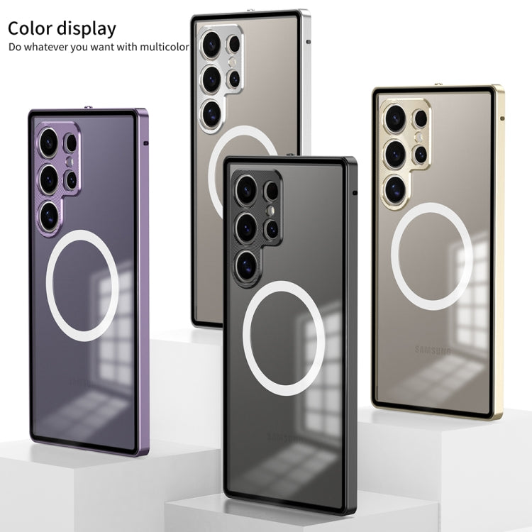 For Samsung Galaxy S24+ 5G Snap Buckle Metal Frame Frosted MagSafe Phone Case(Gold)