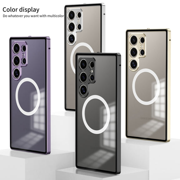 For Samsung Galaxy S24+ 5G Snap Buckle Metal Frame Frosted MagSafe Phone Case(Black)