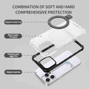 For iPhone 16 Grating Holder Shockproof Phone Case(Transparent)