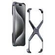 For iPhone 15 Pro Frameless X-shaped Metal Phone Case(Grey) - iPhone 15 Pro Cases by PMC TechLife | Online Shopping South Africa | PMC TechLife | Buy Now Pay Later Mobicred