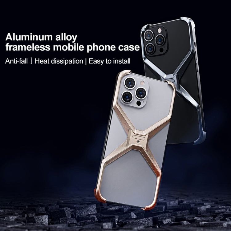 For iPhone 13 Pro / 14 Pro Frameless X-shaped Metal Phone Case(Grey)