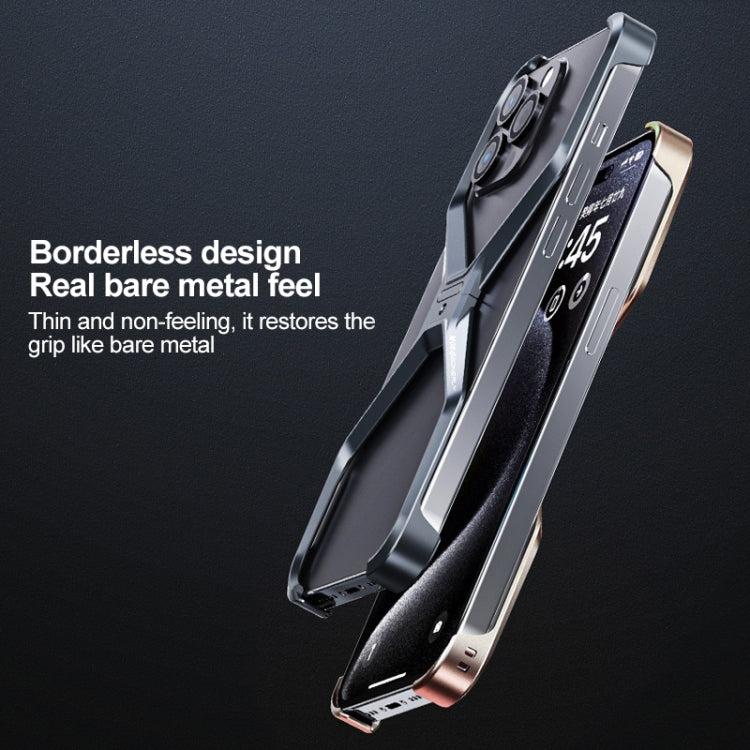 For iPhone 15 Pro Max Frameless X-shaped Metal Phone Case(Grey)