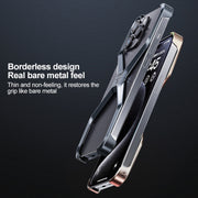 For iPhone 15 Pro Frameless X-shaped Metal Phone Case(Titanium Gold)