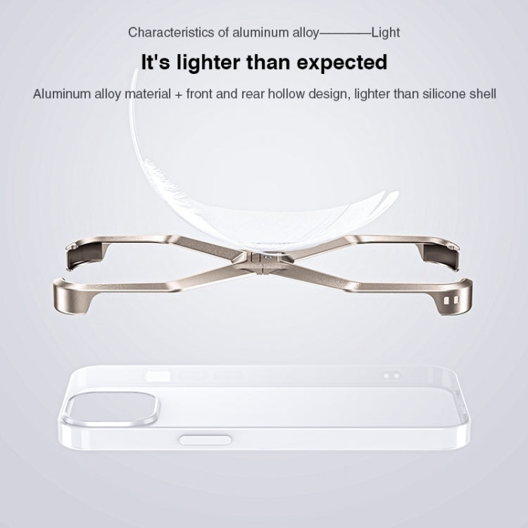 For iPhone 13 / 14 Frameless X-shaped Metal Phone Case(Titanium Gold)