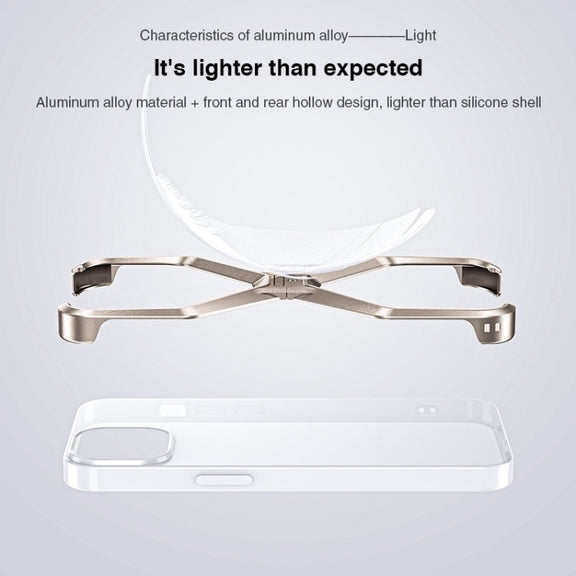 For iPhone 13 Pro Max / 14 Pro Max Frameless X-shaped Metal Phone Case(Titanium Gold)