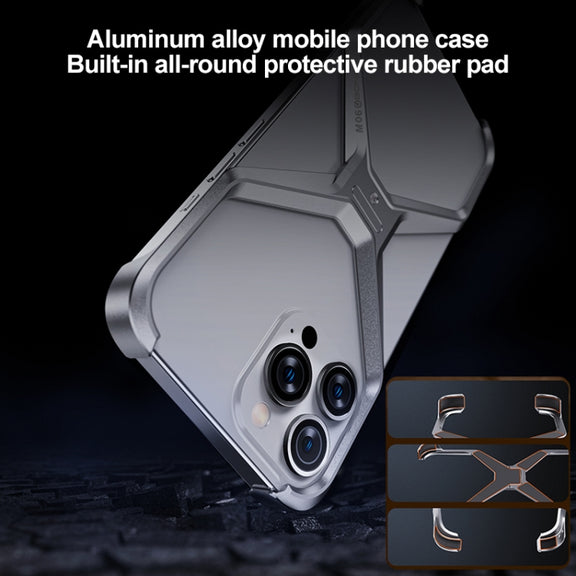 For iPhone 15 Pro Frameless X-shaped Metal Phone Case(Grey)