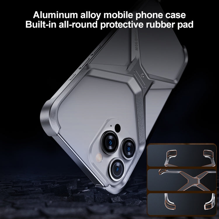 For iPhone 15 Pro Frameless X-shaped Metal Phone Case(Grey)