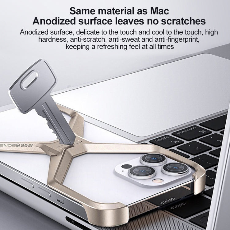 For iPhone 13 / 14 Frameless X-shaped Metal Phone Case(Titanium Gold)